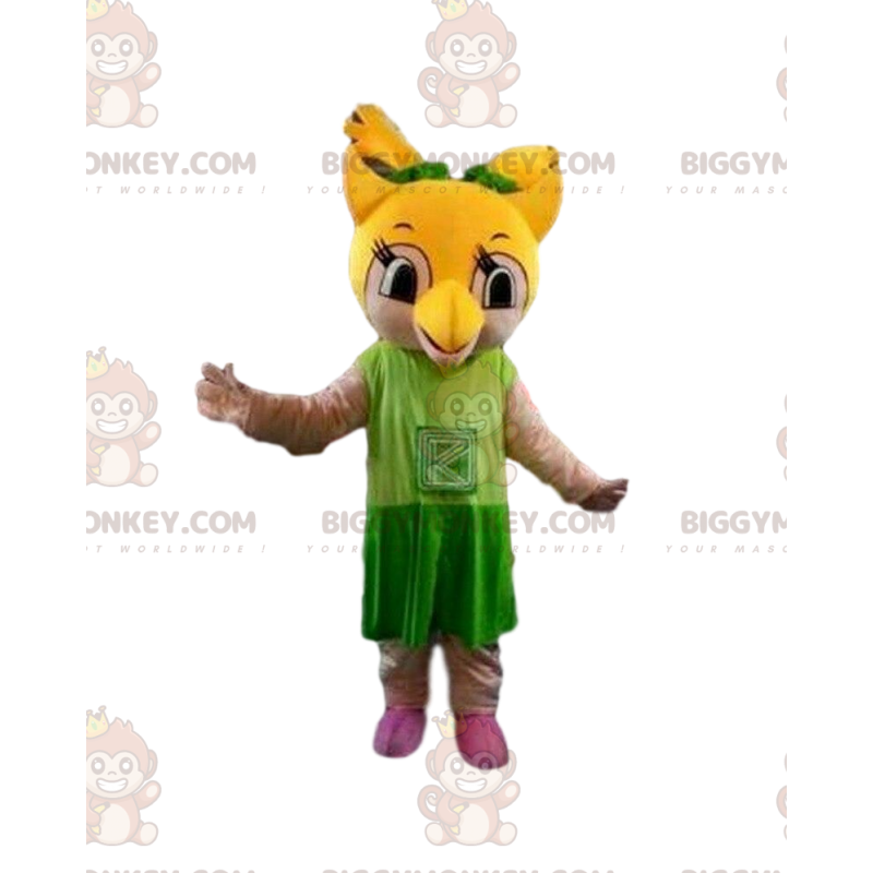 BIGGYMONKEY™ yellow owl mascot costume, owl costume, nocturnal