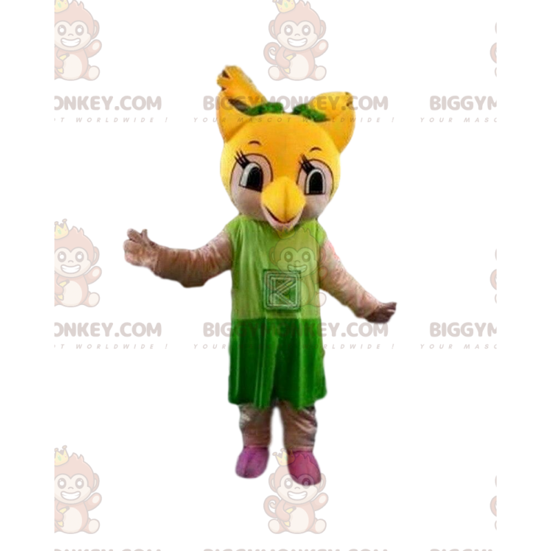 Kostým maskota žluté sovy BIGGYMONKEY™, kostým sovy, noční pták