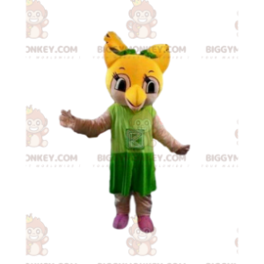 Traje de mascote de coruja amarela BIGGYMONKEY™, fantasia de