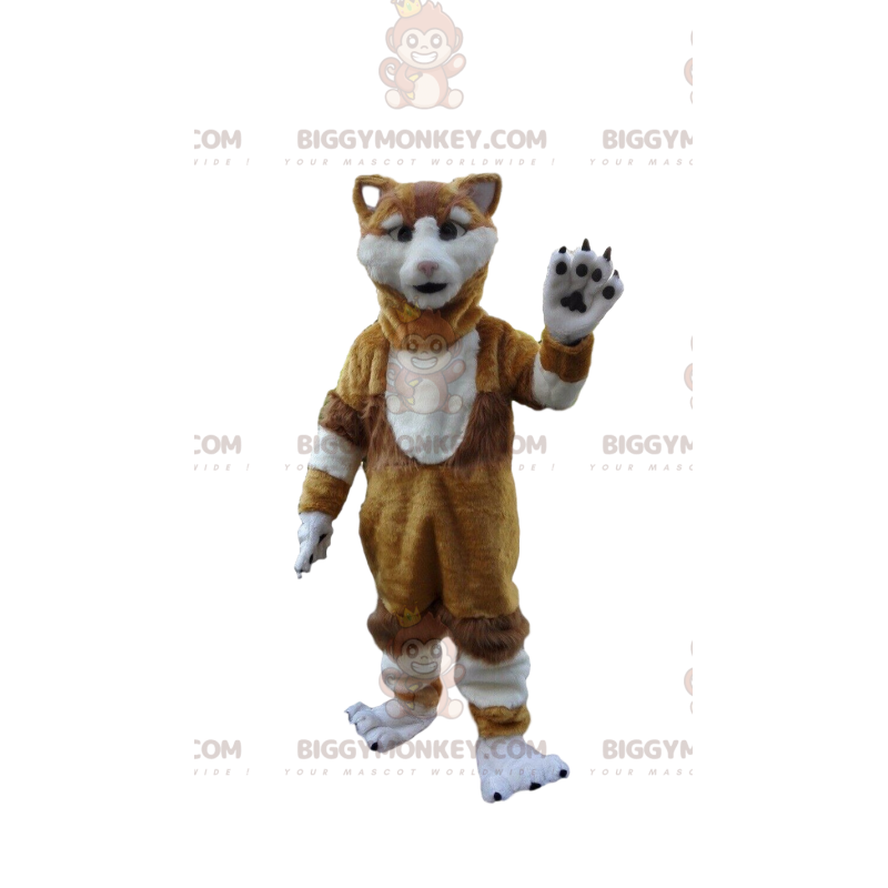 Costume da mascotte BIGGYMONKEY™ gatto marrone e bianco