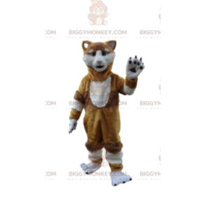 Brown and white cat BIGGYMONKEY™ mascot costume, realistic cat