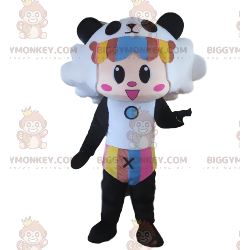 BIGGYMONKEY™ maskotdräkt av panda klädd som ett får