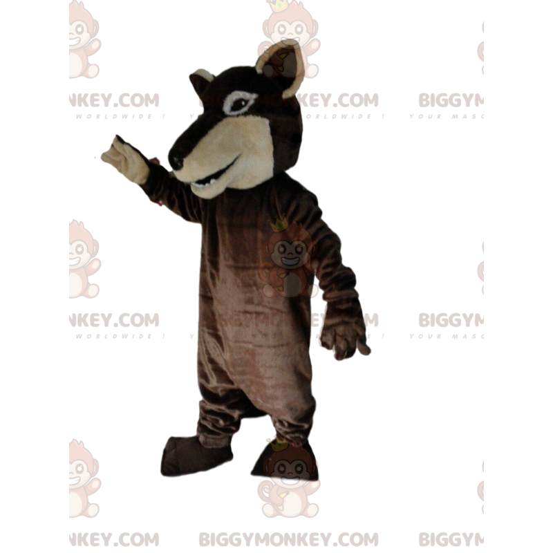 Costume da mascotte BIGGYMONKEY™ lupo marrone bicolore, costume