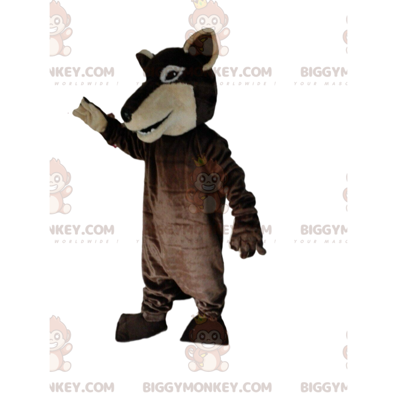 Tweekleurige bruine wolf BIGGYMONKEY™ mascottekostuum