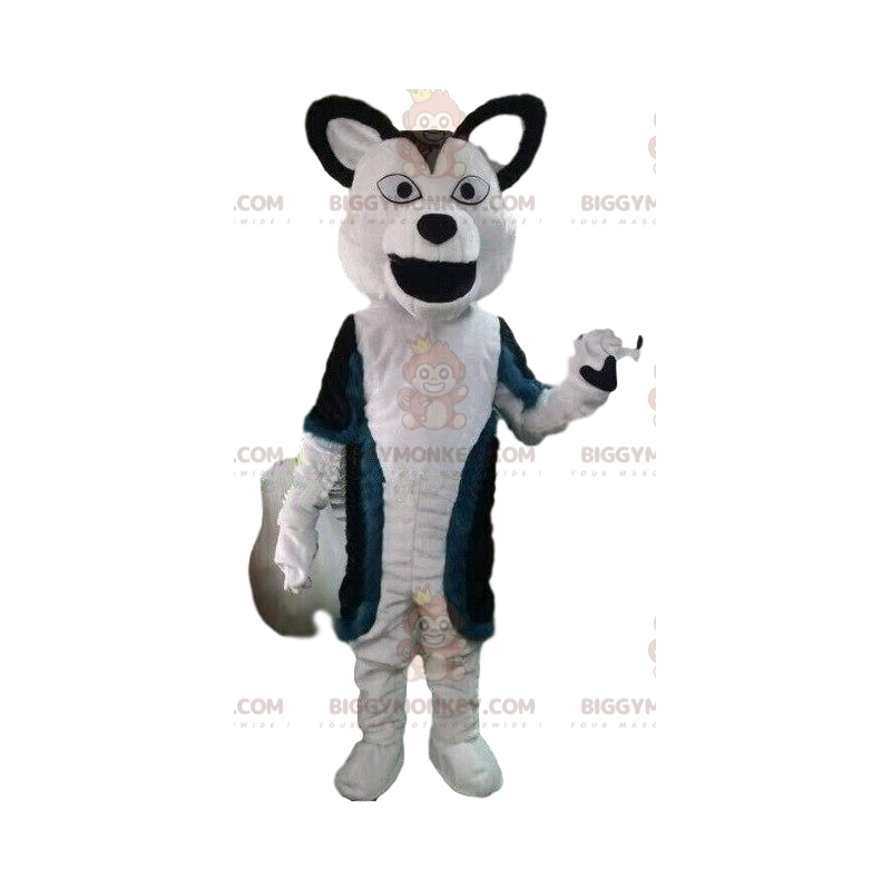 BIGGYMONKEY™ maskot kostume hvid og sort hund, sort og hvid ulv