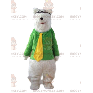 Isbjörn BIGGYMONKEY™ maskotdräkt, vit björndräkt, plysch