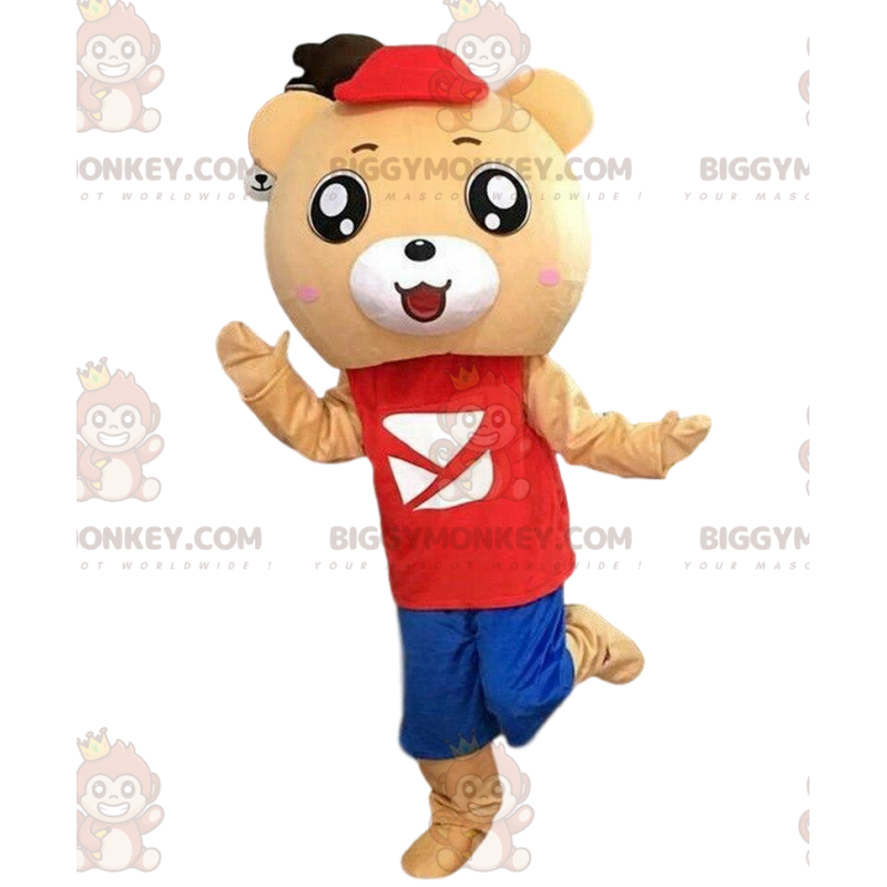 BIGGYMONKEY™ mascot costume of teddy bear in beige color in