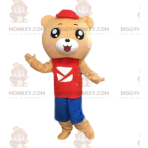 BIGGYMONKEY™ mascot costume of teddy bear in beige color in