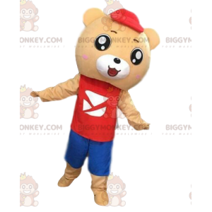 BIGGYMONKEY™ mascot costume of teddy bear in beige color in