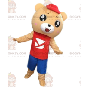 BIGGYMONKEY™ mascot costume of teddy bear in beige color in