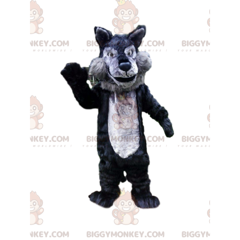 Costume de mascotte BIGGYMONKEY™ de loup gris et noir, costume
