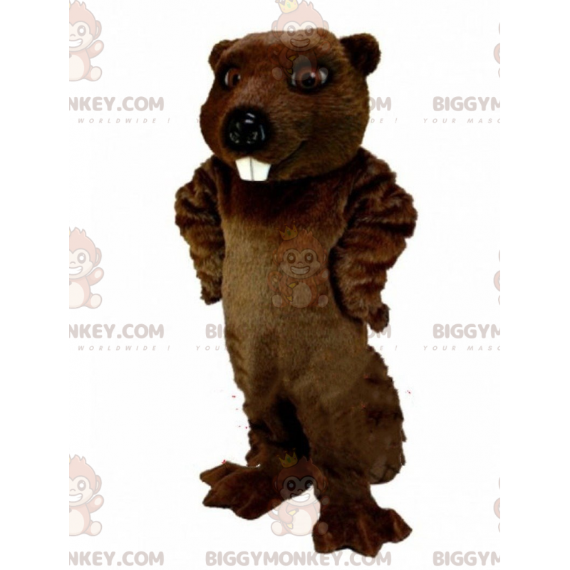 Brown beaver BIGGYMONKEY™ mascot costume, rodent costume, giant