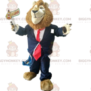 Costume da mascotte Leone BIGGYMONKEY™ con cravatta