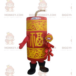 Disfraz de mascota de palo de dinamita rojo y amarillo
