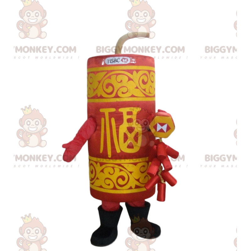 Red and yellow dynamite stick BIGGYMONKEY™ mascot costume