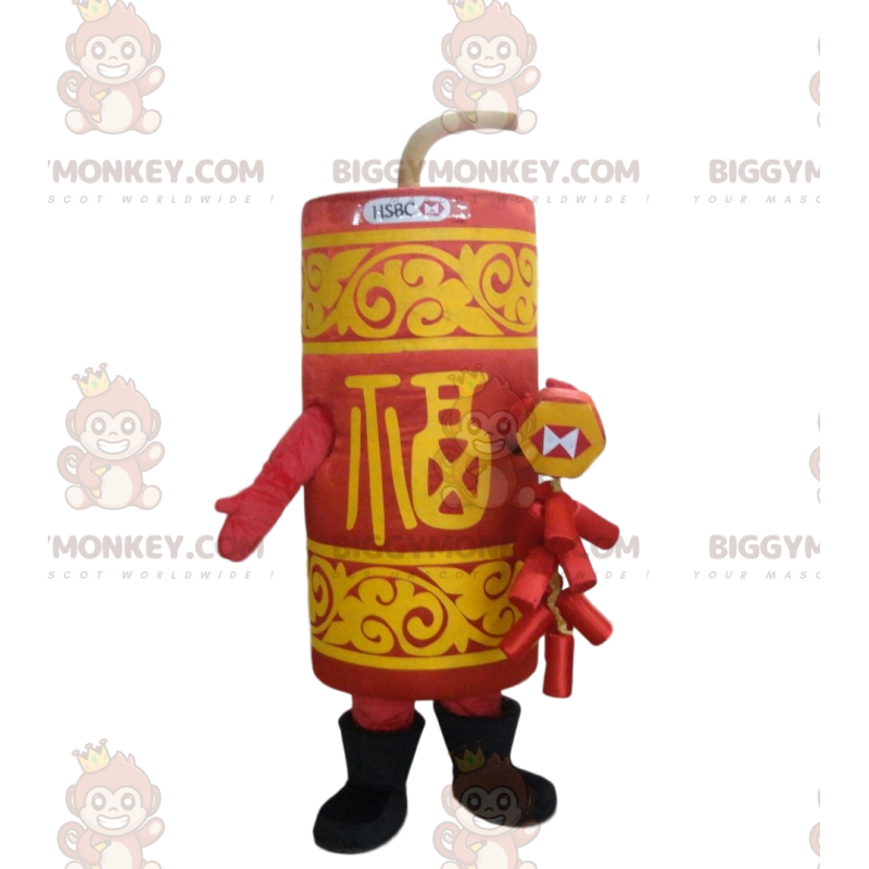 Rode en gele dynamietstok BIGGYMONKEY™ mascottekostuum