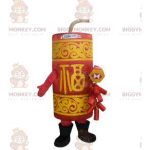 Red and yellow dynamite stick BIGGYMONKEY™ mascot costume