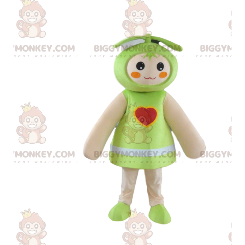 Nuken BIGGYMONKEY™ maskottiasu, vihreä vauvanukkeasu sydämellä