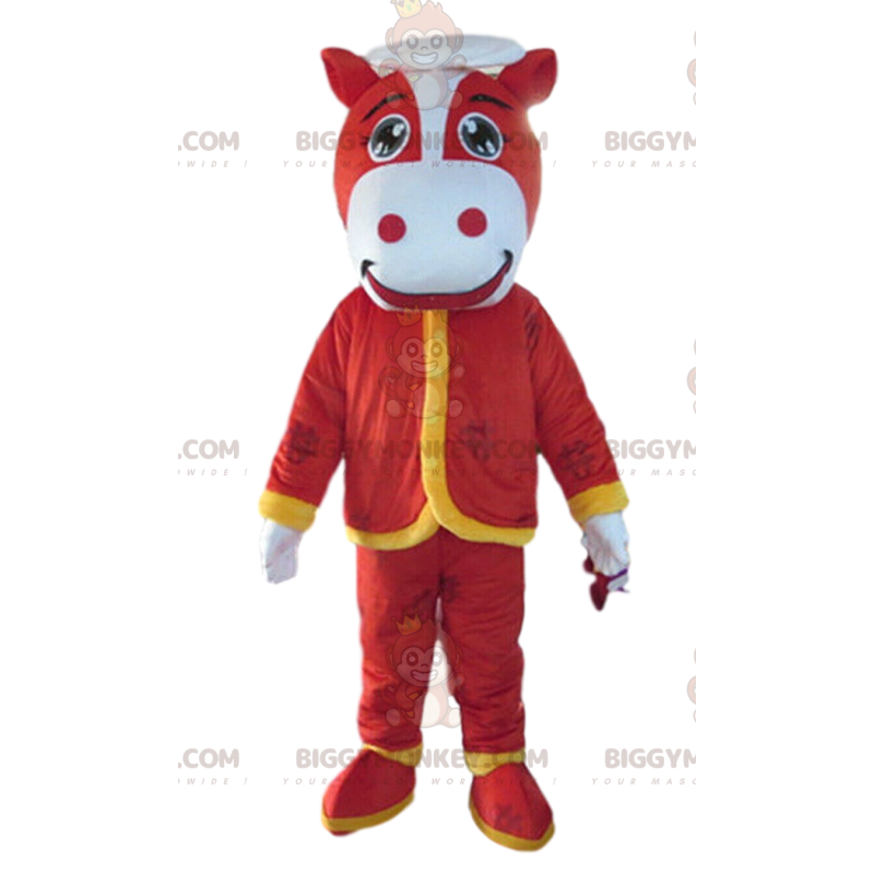 BIGGYMONKEY™ maskot kostume rød hest, ko kostume, rød fancy