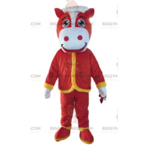 BIGGYMONKEY™ mascot costume red horse, cow costume, red fancy