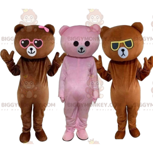 3 bunte Teddy-BIGGYMONKEY™-Maskottchen, Bärenkostüm, Teddy-Trio