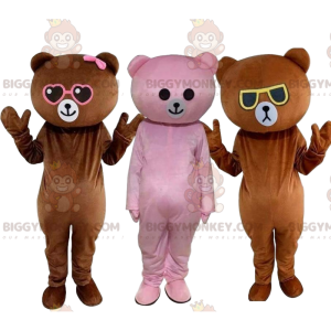 3 ursinhos coloridos mascote BIGGYMONKEY™s, fantasia de urso