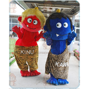 Duo de mascottes BIGGYMONKEY™ de Cro-Magnon de petits monstres