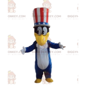 Ente BIGGYMONKEY™ Maskottchenkostüm mit amerikanischem Hut