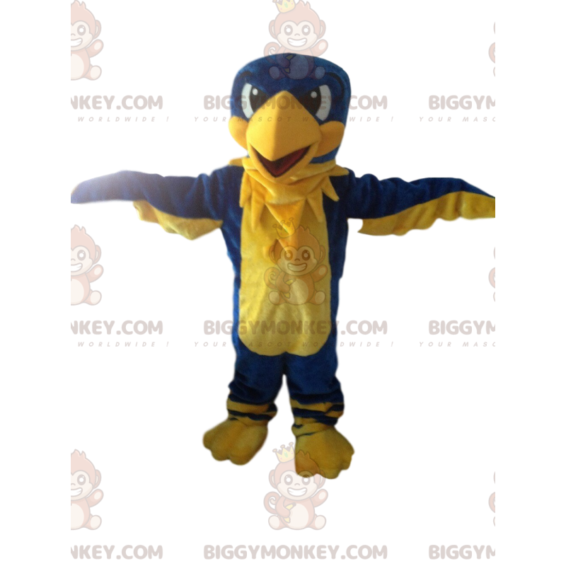 Disfraz de mascota BIGGYMONKEY™ Águila amarilla y azul, pájaro