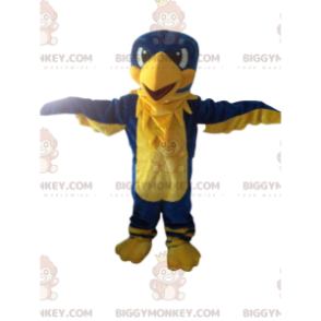 BIGGYMONKEY™ maskotkostume gul og blå ørn, kæmpe fugl, farverig