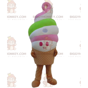 Costume de mascotte BIGGYMONKEY™ de glace géante, cornet de