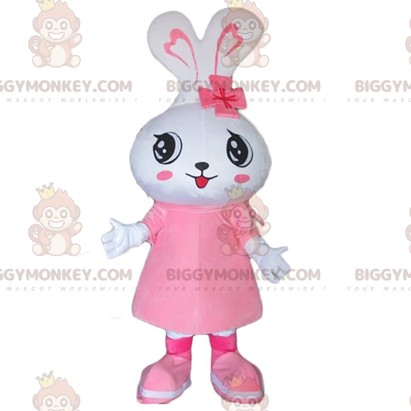 White rabbit BIGGYMONKEY™ mascot costume, bunny costume, female