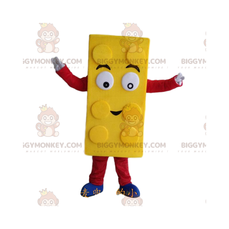 Geel Lego BIGGYMONKEY™ mascottekostuum, bouwspeelgoedkostuum -