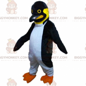 BIGGYMONKEY™ costume da mascotte pinguino nero bianco e giallo