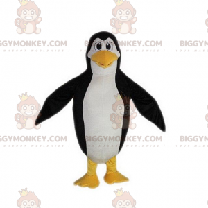 Traje de mascote BIGGYMONKEY™ pinguim preto branco e amarelo