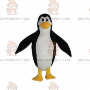 BIGGYMONKEY™ costume da mascotte pinguino nero bianco e giallo