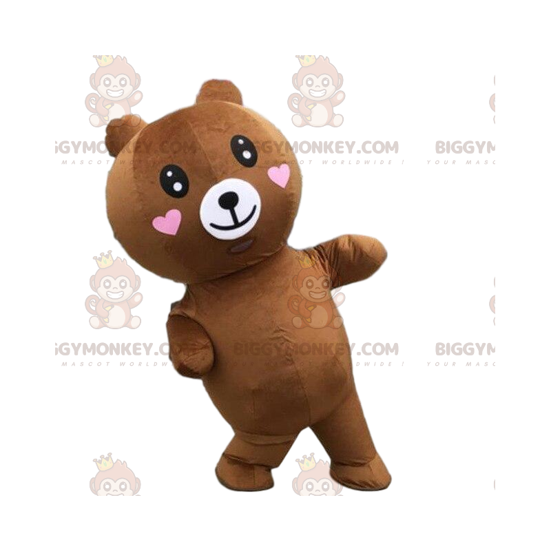 BIGGYMONKEY™ mascottekostuum opblaasbare teddybeer met hartjes