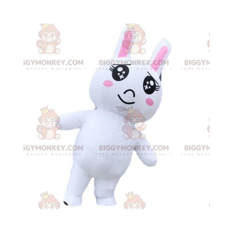 Φουσκωτό κοστούμι μασκότ BIGGYMONKEY™ White Rabbit, Φουσκωτό
