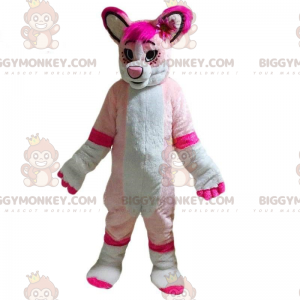 Disfraz de mascota de perro blanco y rosa BIGGYMONKEY™, disfraz