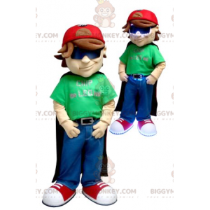 BIGGYMONKEY™-mascottekostuum voor jongens met cape en pet -