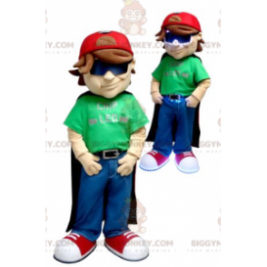 BIGGYMONKEY™-mascottekostuum voor jongens met cape en pet -