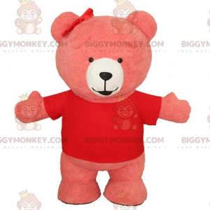 Costume de mascotte BIGGYMONKEY™ d'ours gonflable rose, costume