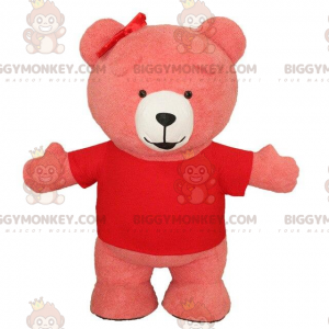 Pink oppustelig bjørn BIGGYMONKEY™ maskot kostume, kæmpe bamse