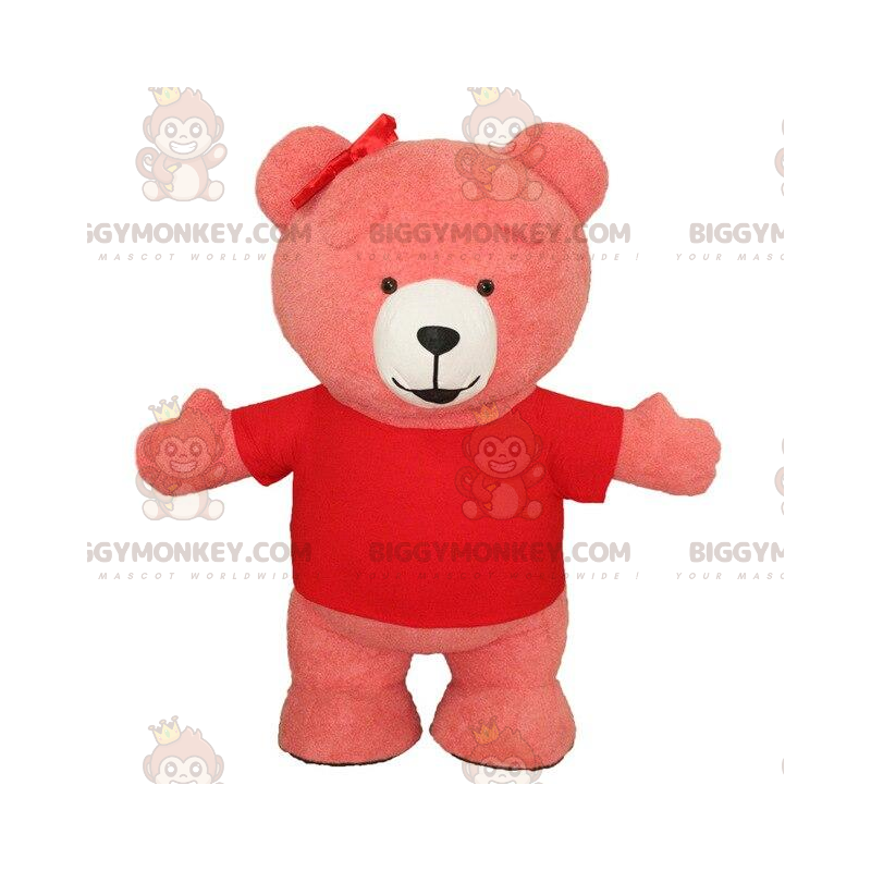 Rosa uppblåsbar björn BIGGYMONKEY™ maskotdräkt, jättenalledräkt