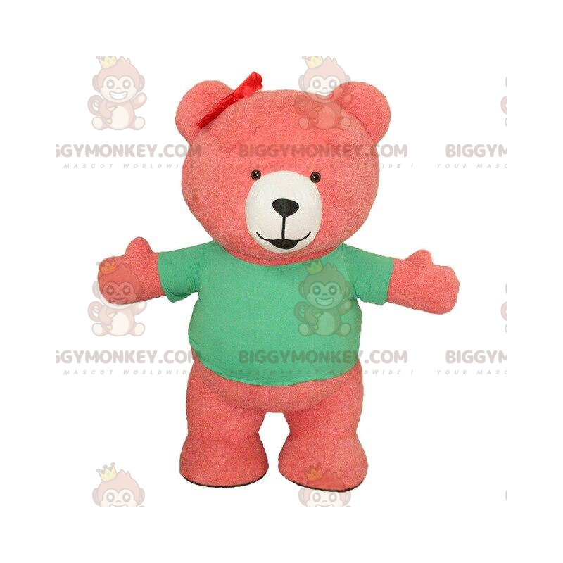 Costume de mascotte BIGGYMONKEY™ d'ours gonflable rose, costume