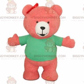 Pink oppustelig bjørn BIGGYMONKEY™ maskot kostume, kæmpe bamse