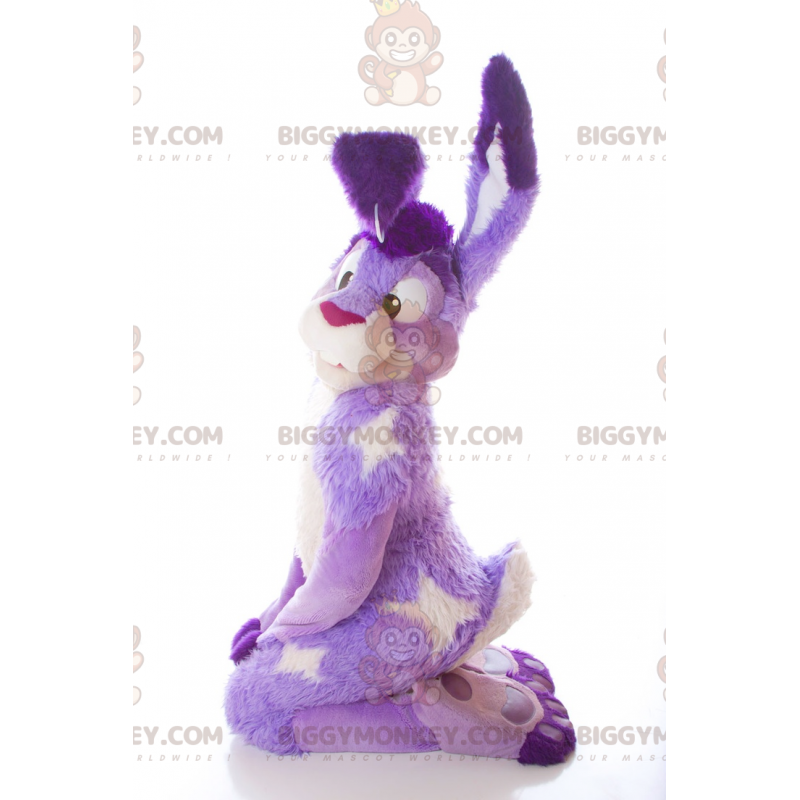 Costume de mascotte BIGGYMONKEY™ de lapin mauve et blanc -