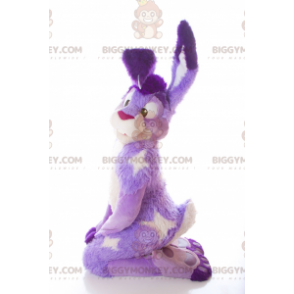 Kostium maskotka fioletowy i biały królik BIGGYMONKEY™ -