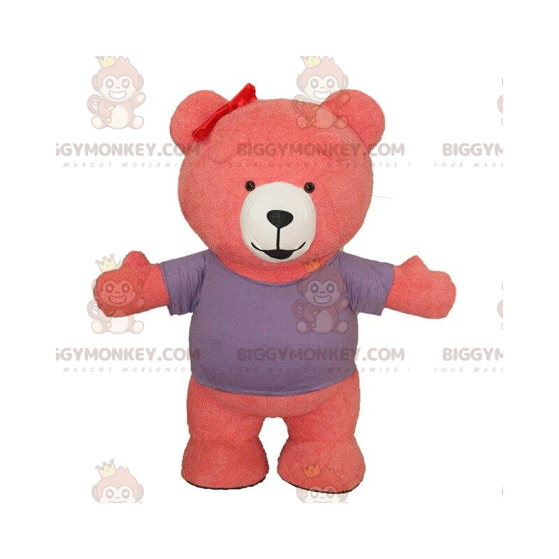 Roze opblaasbare teddy BIGGYMONKEY™ mascottekostuum, roze