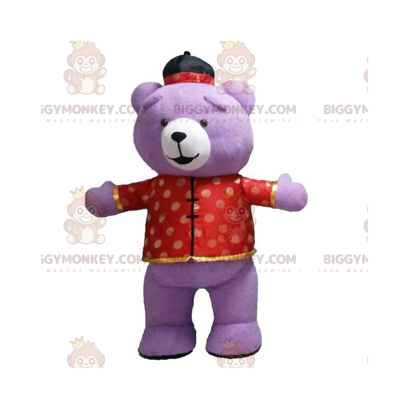 BIGGYMONKEY™ maskottiasu Purple Bear Aasian asun puhallettava